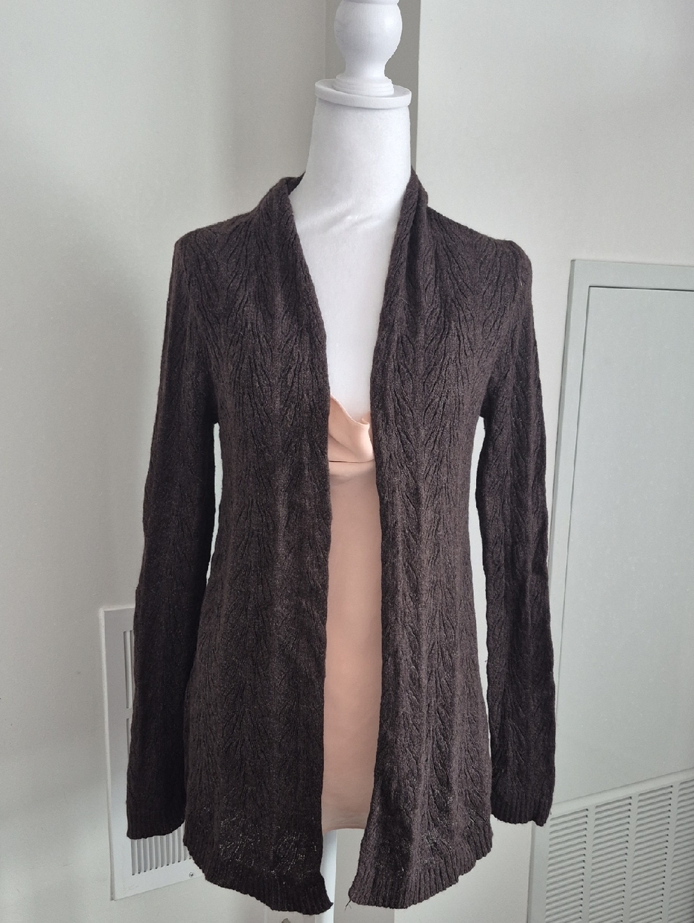 Eileen Fisher Longline Cardigan In Brown Size Small